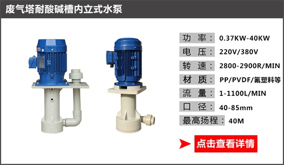 廢氣塔耐酸堿槽內(nèi)立式水泵